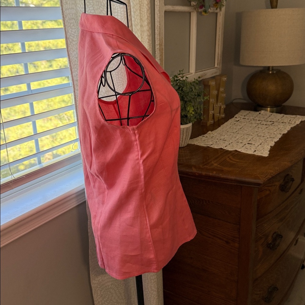 J. Peterman 100% Linen Pink Sleeveless Top, Size 6 - Picture 10 of 11